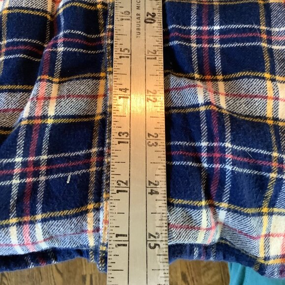 J Crew Flannel Medium Cream Blue White Red Plaid - Picture 4 of 5